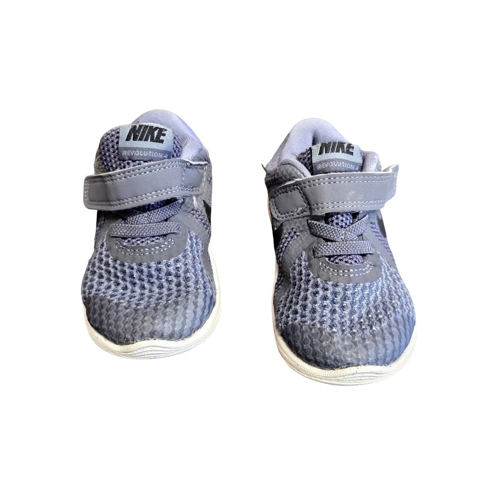 Nike Revolution 4 Shoes Toddler Boys 5C Gray Mesh Hook & Loop Running Sneakers
